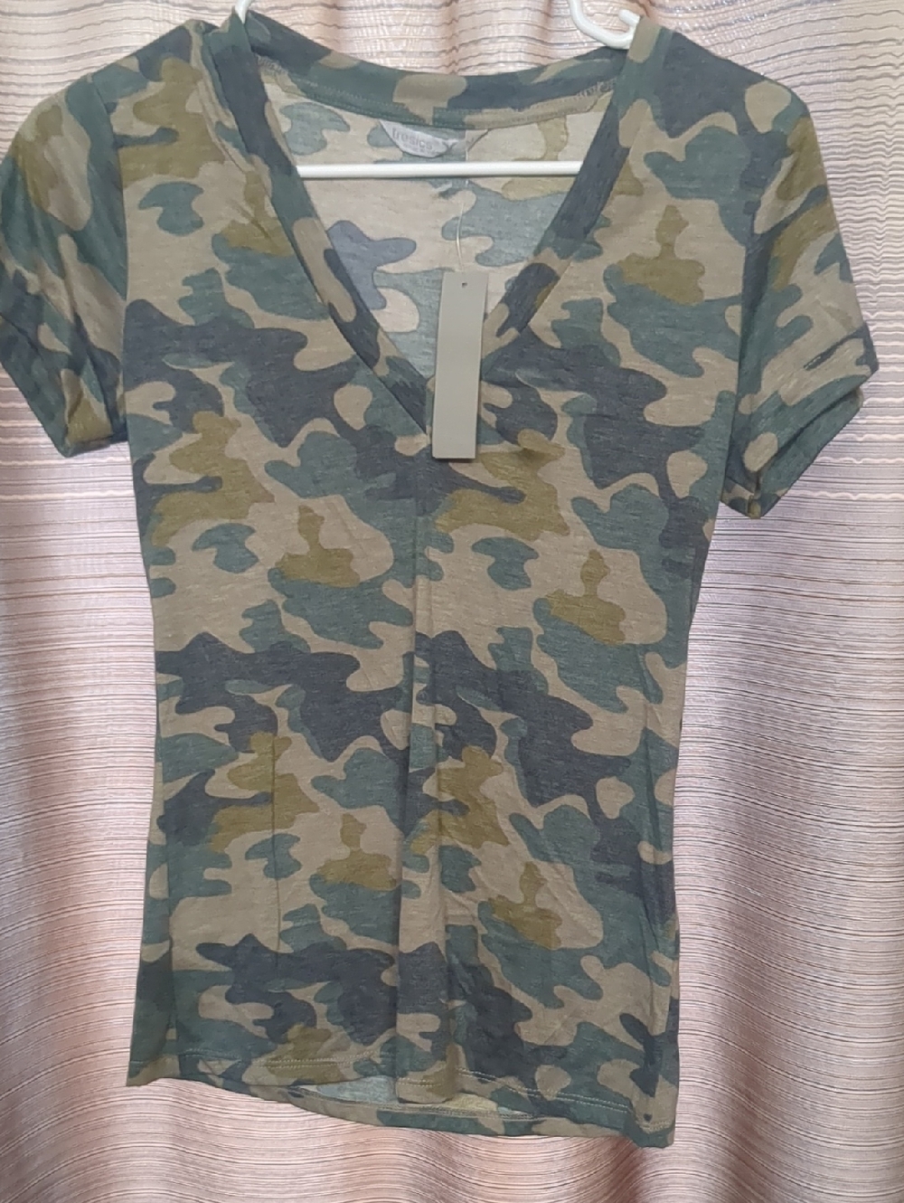 Tresics Green and Tan Camo Top